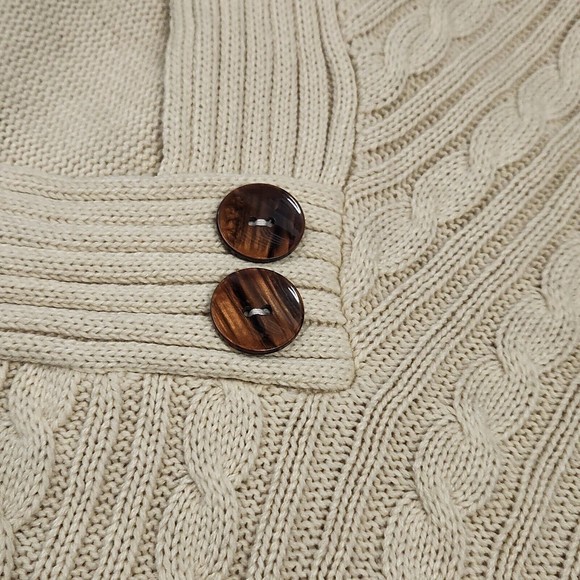 VENUS WOMENS Size Medium KNIT LONG SLEEVE BEIGE V-NECK HIGH LOW FRONT SWEATER - Picture 7 of 11